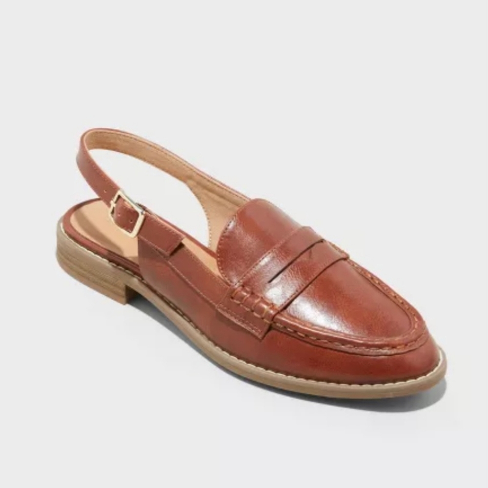Women's Joan Loafer Slingback Flats - Universal Thread Dark Brown, Size 11